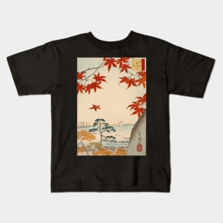 Japanese Maple Leaves Vintage Art Kids T-Shirt